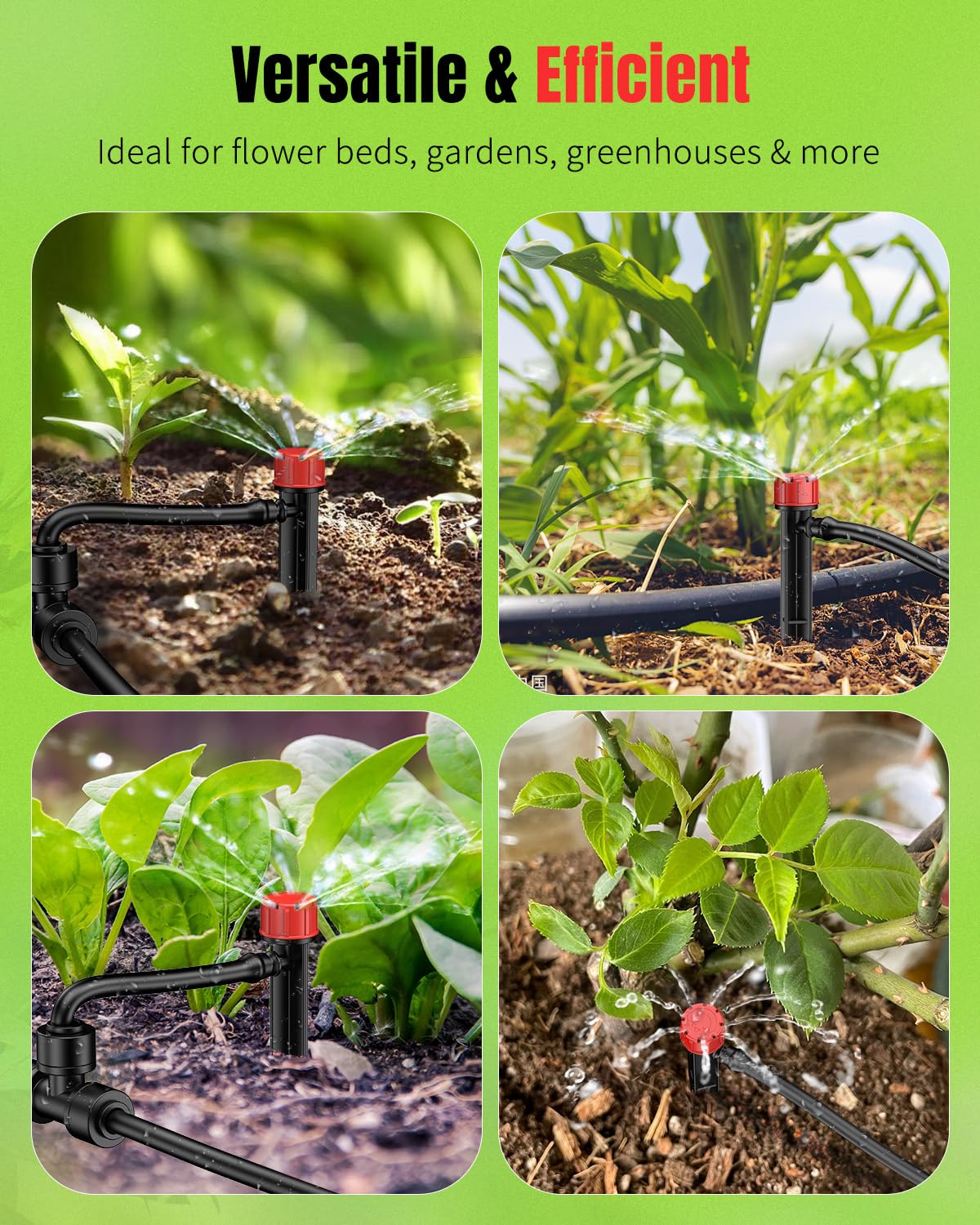 Pawfly 30 Pcs Drip Irrigation Emitters, Drip Emitters for 1/4" Drip Irrigation Tubing, Sprinkler Heads with Adjustable 360 Degree Water Flow, Garden Drippers for Plants Watering System