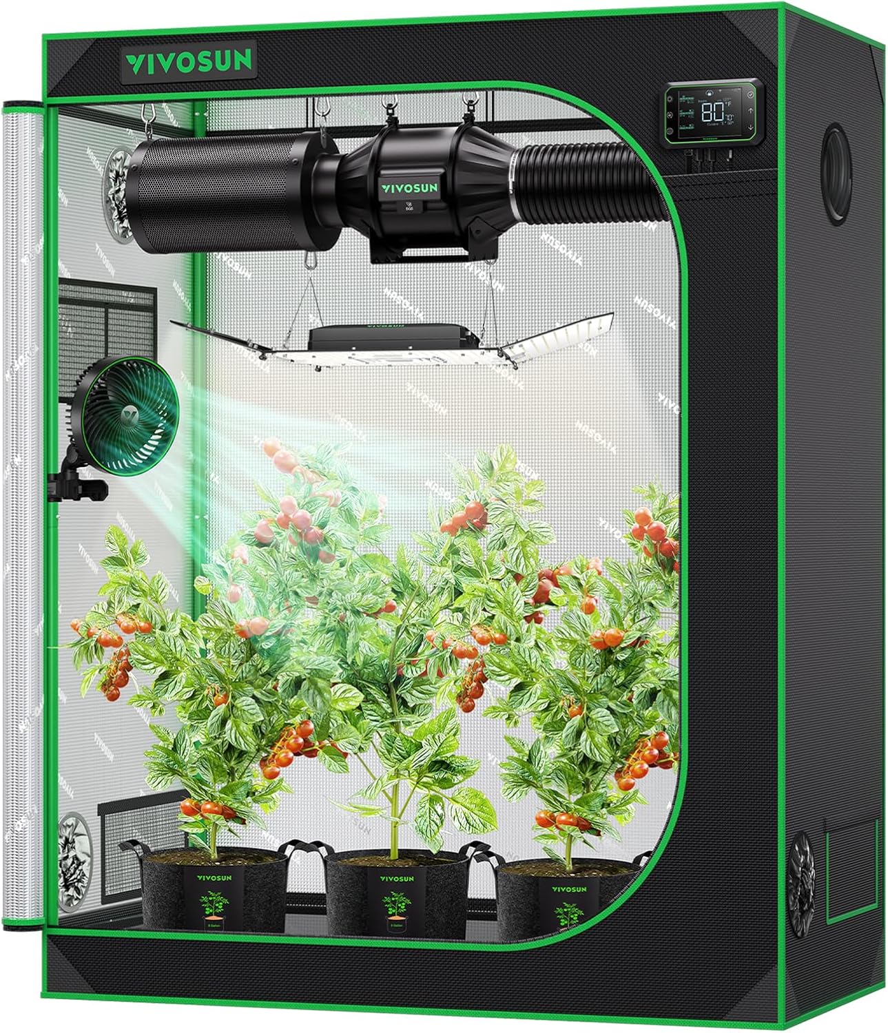 VIVOSUN S425 4x2 Grow Tent, 48"x24"x60" High Reflective Mylar with Observation Window and Floor Tray for Hydroponics Indoor Plant for VS2000