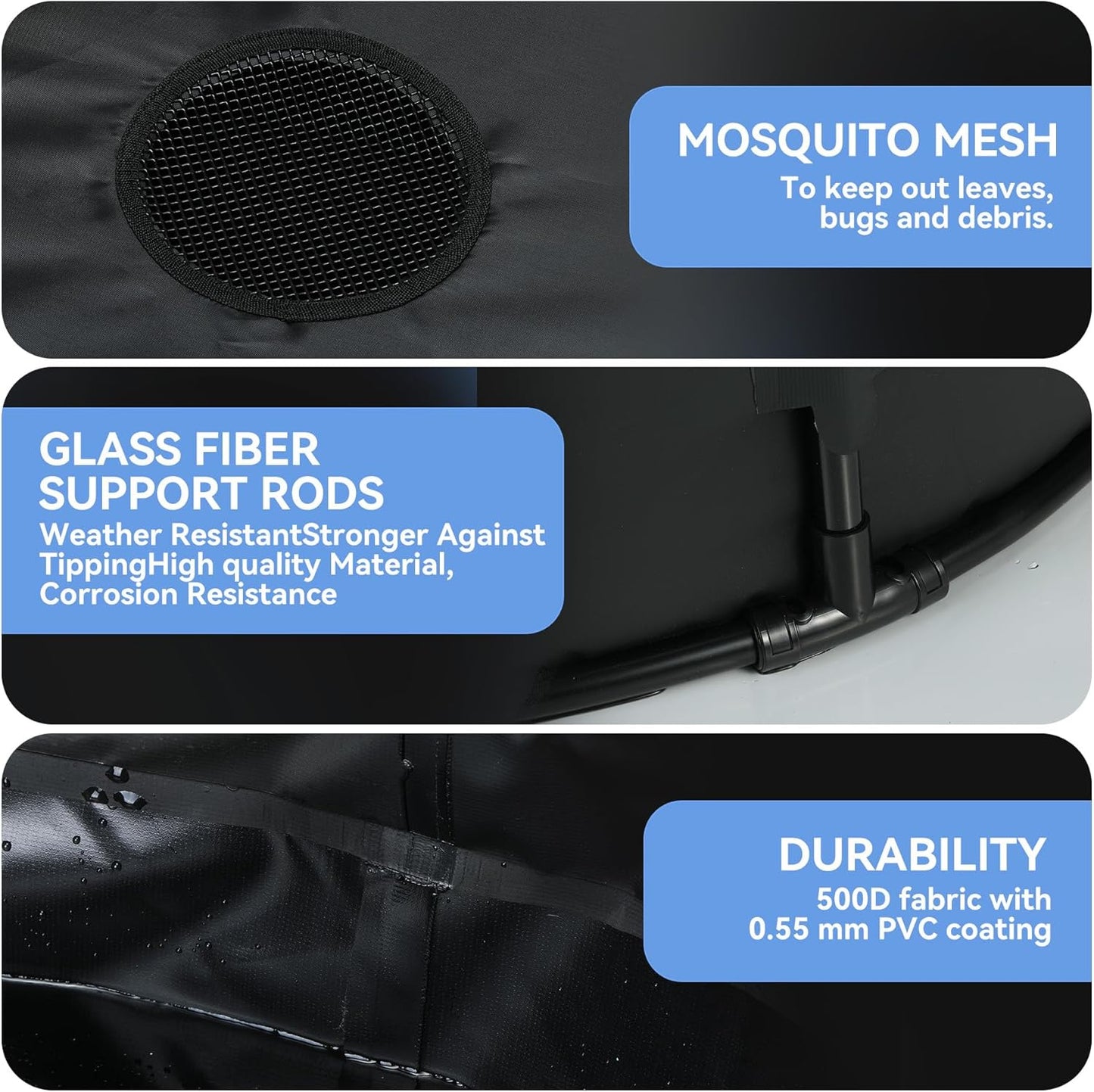 Upgraded 132 Gallon Rain Barrel Water Tank - Portable Rain Water Collection Barrel - Large Water Storage Tank - Stable Water Barrels Rain Catcher with Spigot Overflow Kit, Black