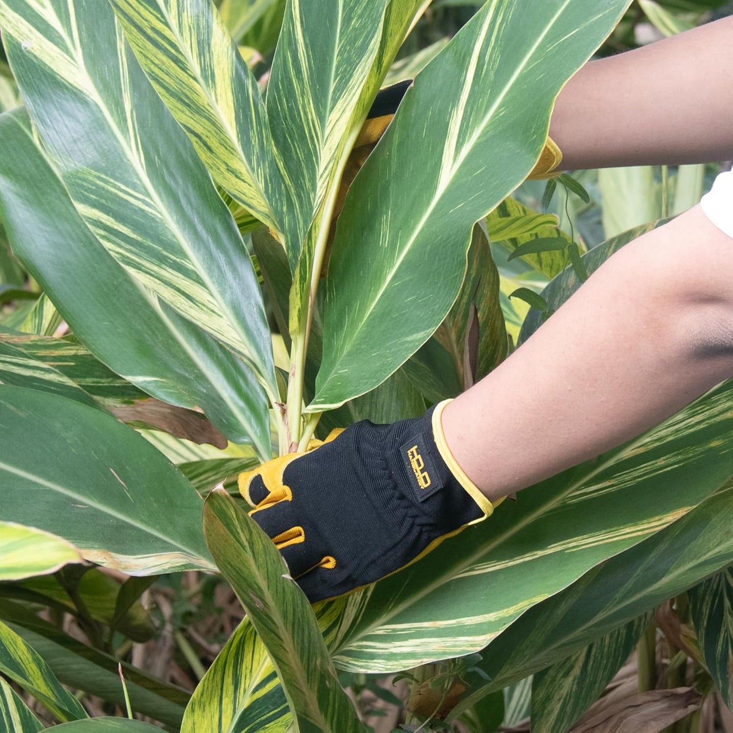 HLDD HANDLANDY Garden Gloves Men, Leather Work Gloves for Men & Women, Cowhide Gardening Gloves Utility Work Gloves for Mechanics, Construction, Driver (XL, Yellow)