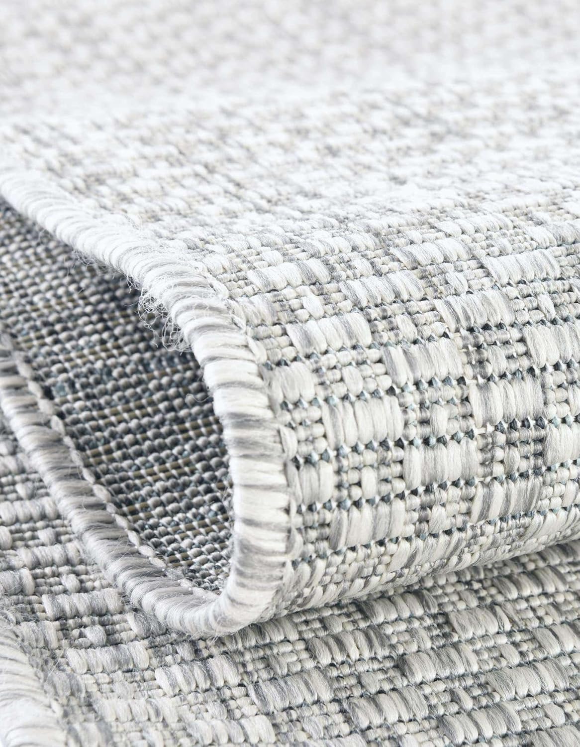 Unique Loom Outdoor Solid Collection Area Rug (2' 7" x 10' Runner Light Gray/Ivory)