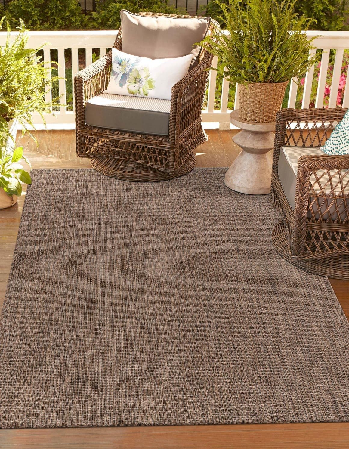 Unique Loom Outdoor Solid Collection Area Rug (3' x 5' 1" Rectangle Light Brown/Ivory)