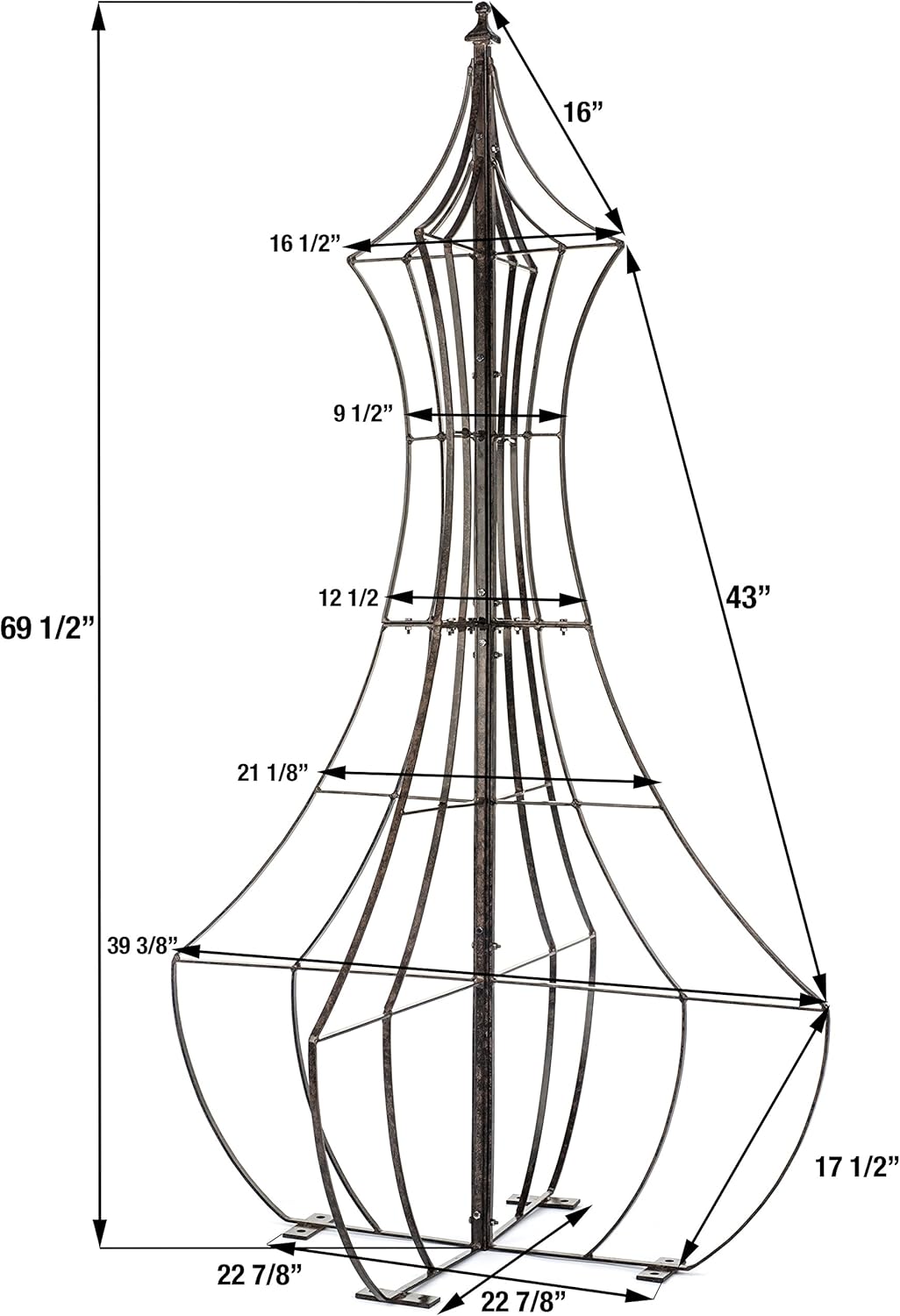 H Potter Garden Trellis for Climbing Plants Wrought Iron Metal Yard Art for Patio Deck or Garden