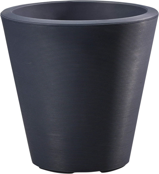 Crescent Garden Madison Planter– Weather-Resistant, Double Walled Indoor/Outdoor Plant Pot with Drain Hole – Durable All-Season Flower Container, 14" W (Midnight Blue)