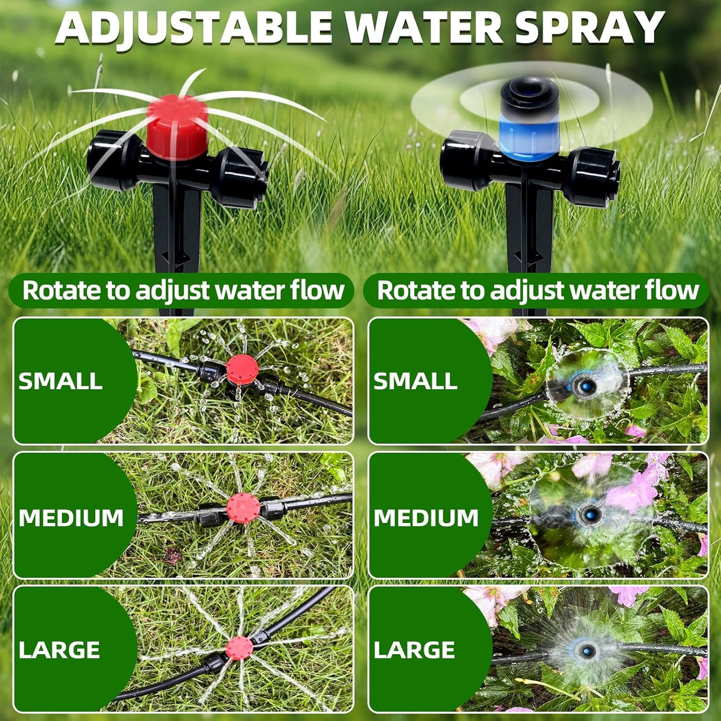 82FT Drip Irrigation System, 2025 Quick Connector Garden Irrigation System, Adjustable Nozzle, Garden Watering System with 1/4 '' Pipe, Garden, Vegetable, Greenhouse, Lawn Sprinkler