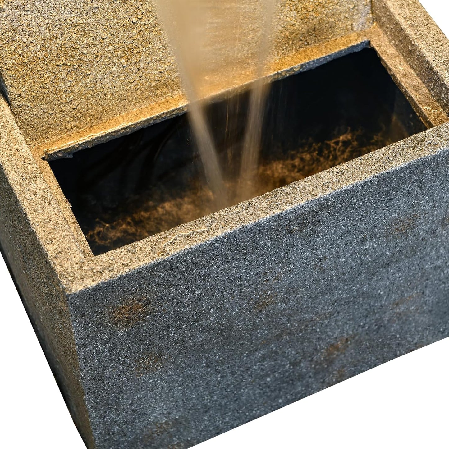 35.83'' Outdoor Garden Cascading Stone Floor-Standing Waterfall Fountain with LED Lights for Patio, Backyard, Deck, Porch and Home Art Decor