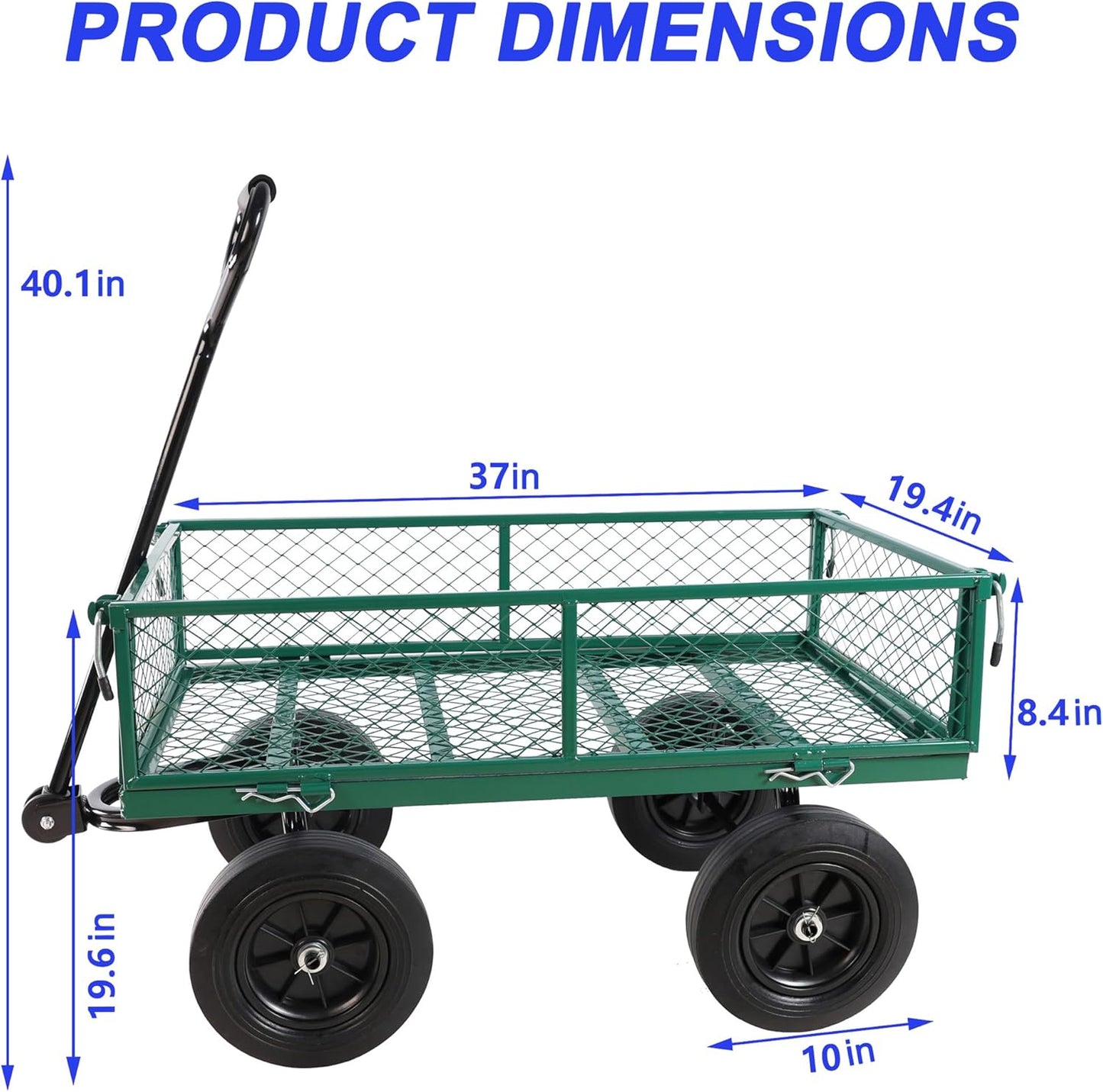 Wagon with Removable Sides Can be Used in Farms, Warehouses etc l Garden Dump cart- A Must-Have for Your Dream Garden Garden Essential- Dump cart Solid Wheels (Green Solid Wheels)