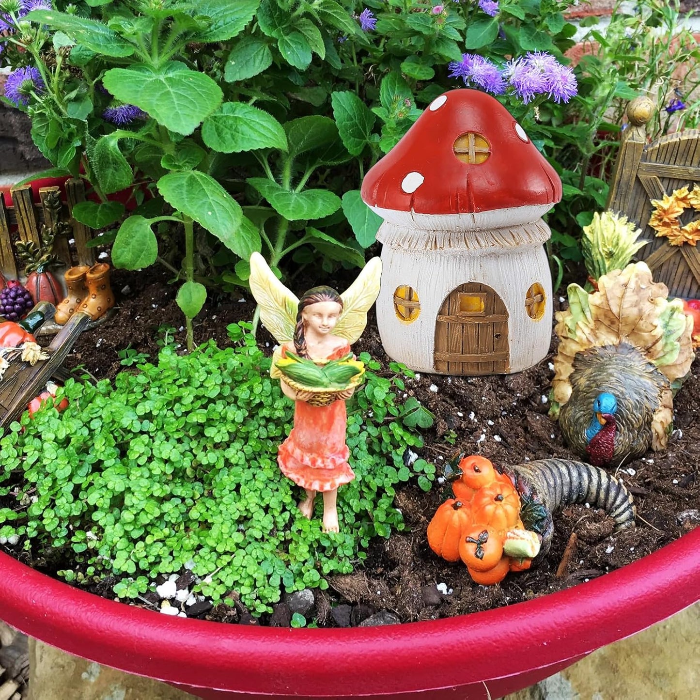 4Pcs Miniature Fairy Garden House, Mini Mushroom Cottage House, Fairy Accessories for Micro Landscape, Garden, Yard, Patio, Outdoor, Decorations, Gifts