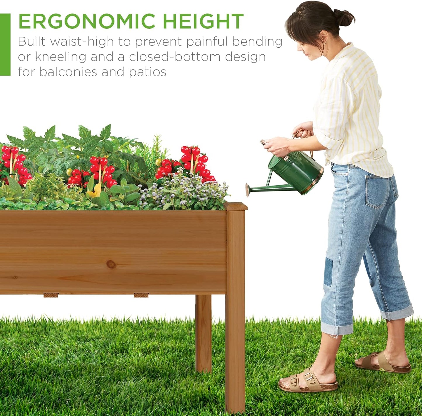 Best Choice Products 48 x 24 x 30 Inches Raised Garden Bed, Elevated Wood Planter Box Stand for Backyard, Patio, Balcony with Bed Liner, 200 Pound Capacity - Acorn Brown