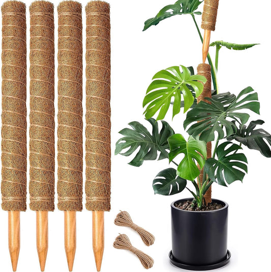 4 Pack 22 Inch Moss Poles, Stackable Moss Pole for Plants Monstera, 70 Inch Tall Moss Poles for Climbing Plants Indoor, Coir Totem Plant Support Stakes Stand for Potted Plants, Pothos