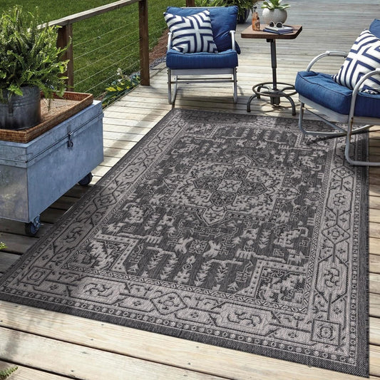 Keen Home Design Terrace Outdoor Area Rug - 4x6 Washable Indoor/Outdoor Rug for Patio, Kitchen, Balcony, Beach, Garden, Deck and Porch, Size: 3'10"x5'7"