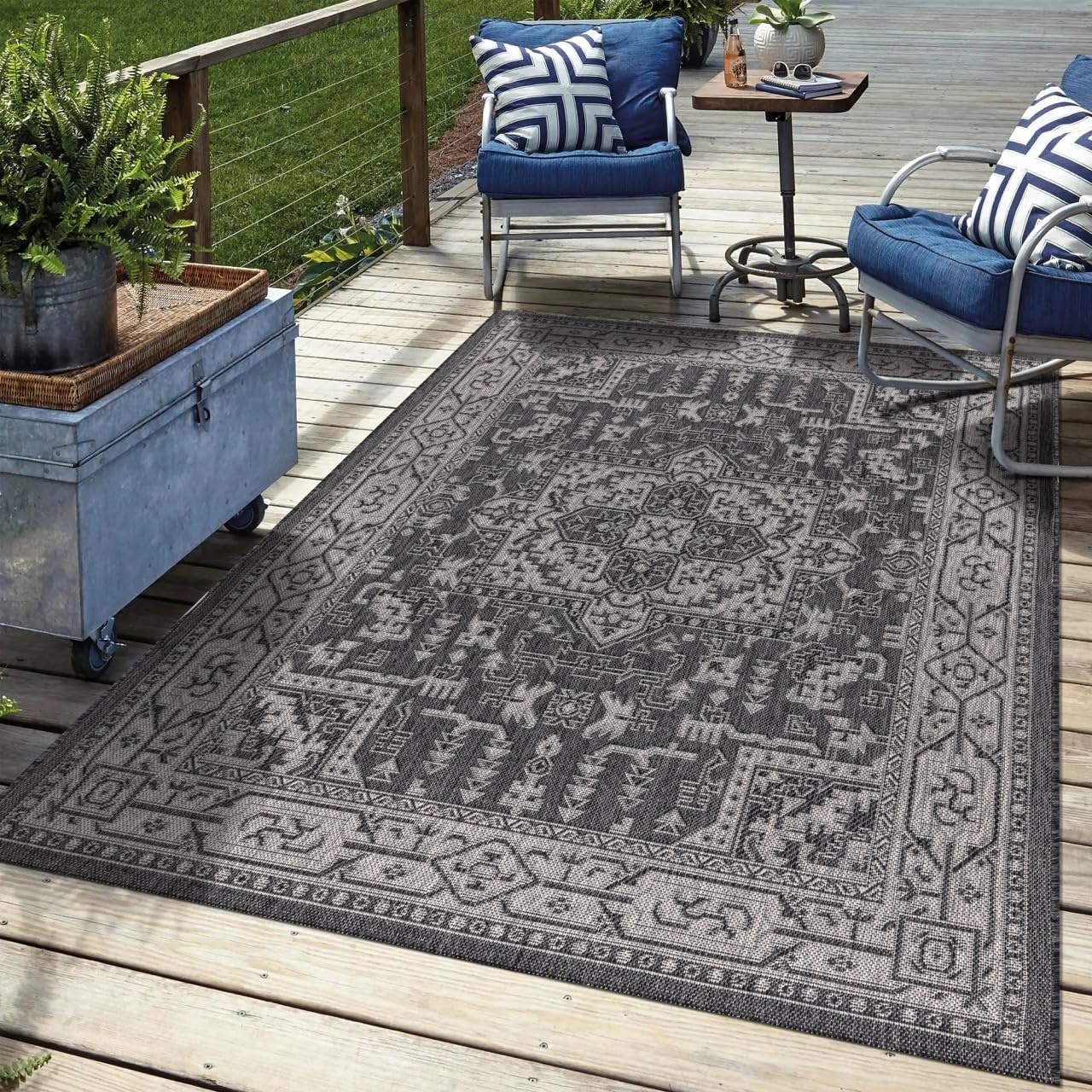 Keen Home Design Terrace Outdoor Throw Rug - 3x5 Washable Indoor/Outdoor Rug for Patio, Kitchen, Balcony, Beach, Garden, Deck and Porch, Size: 3'x5'