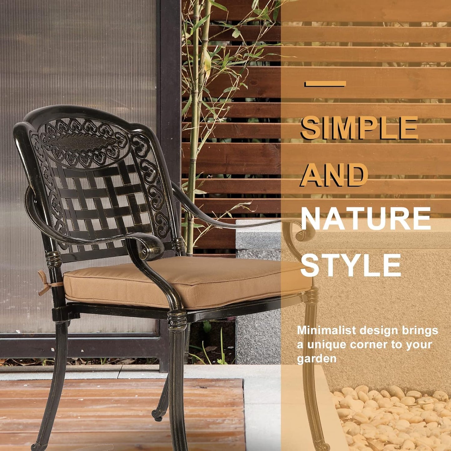 3-Piece Outdoor Patio Dining Set, All-Weather Cast Aluminum Patio Furniture Set for Backyard Garden Deck with 2 Cushioned Chairs and 31” Round Table, 2" Umbrella Hole