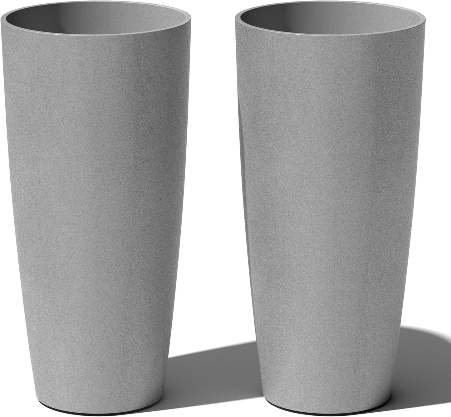 Veradek Mason Series Vega Planter - Round Tall Planter for Indoor or Outdoor Porch/Patio | Made from Plastic-Stone Composite with Drainage Holes | Modern Décor for, Flowers, Interior Plants