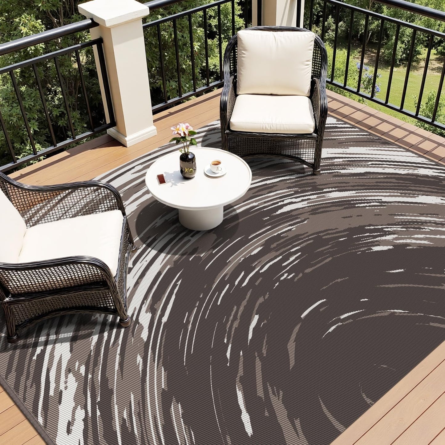 COCOER Modern Outdoor Rug 6x9 Reversible-Waterproof Outdoor Patio Rug-Quick Dry Outdoor Area Rugs Indoor Outdoor Rugs-Outside Rug Patio Decor for Porch Deck Balcony Backyard