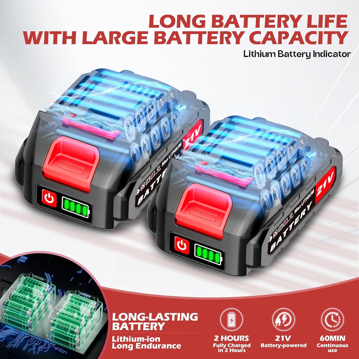 Cordless Hedge Trimmer, 2-in-1 Hedge Trimmer, Ultra Long Battery Life with Battery*2, high-Power and high-Capacity Grass Trimmer for Gardens, Yards and lawns, Including Charger