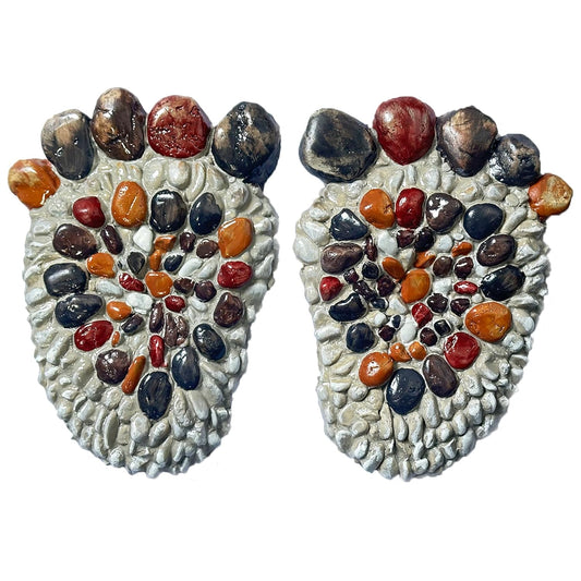 Outdooor Stepping Stones - Decorative Garden Stones for Patio, Deck, Garden or Sidewalk Faux Cobblestone Stepping Stones (Set of 2#B Small Size