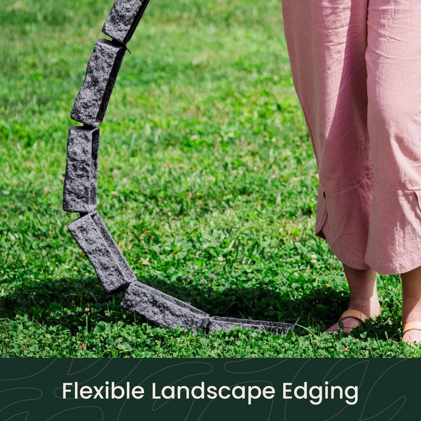 Beuta Landscape Edging | Garden Edging Border | Faux Stone Bricks for Lawn edging, Flower beds, Pathways & Yard Edging– 10 Packs | Each Section Has 6 Bricks 48"L x 4"W x 2.25"H | 30 Spikes |Charcoal