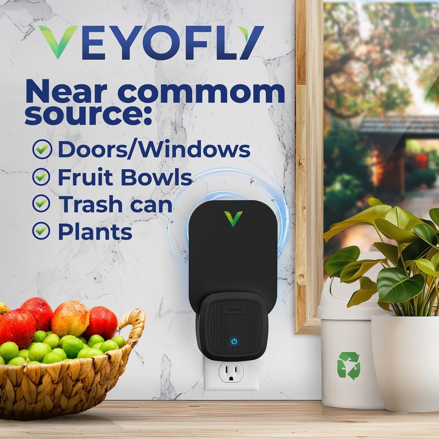 VEYOFLY Fly Trap Indoor, Fruit Fly Traps for Indoors, (2 Device + 6 Refills) Gnat Traps for House Indoor, Fly Catcher Indoor, Plug in Light Flying Insect Trap, Bug Light Killer, Fly Trap
