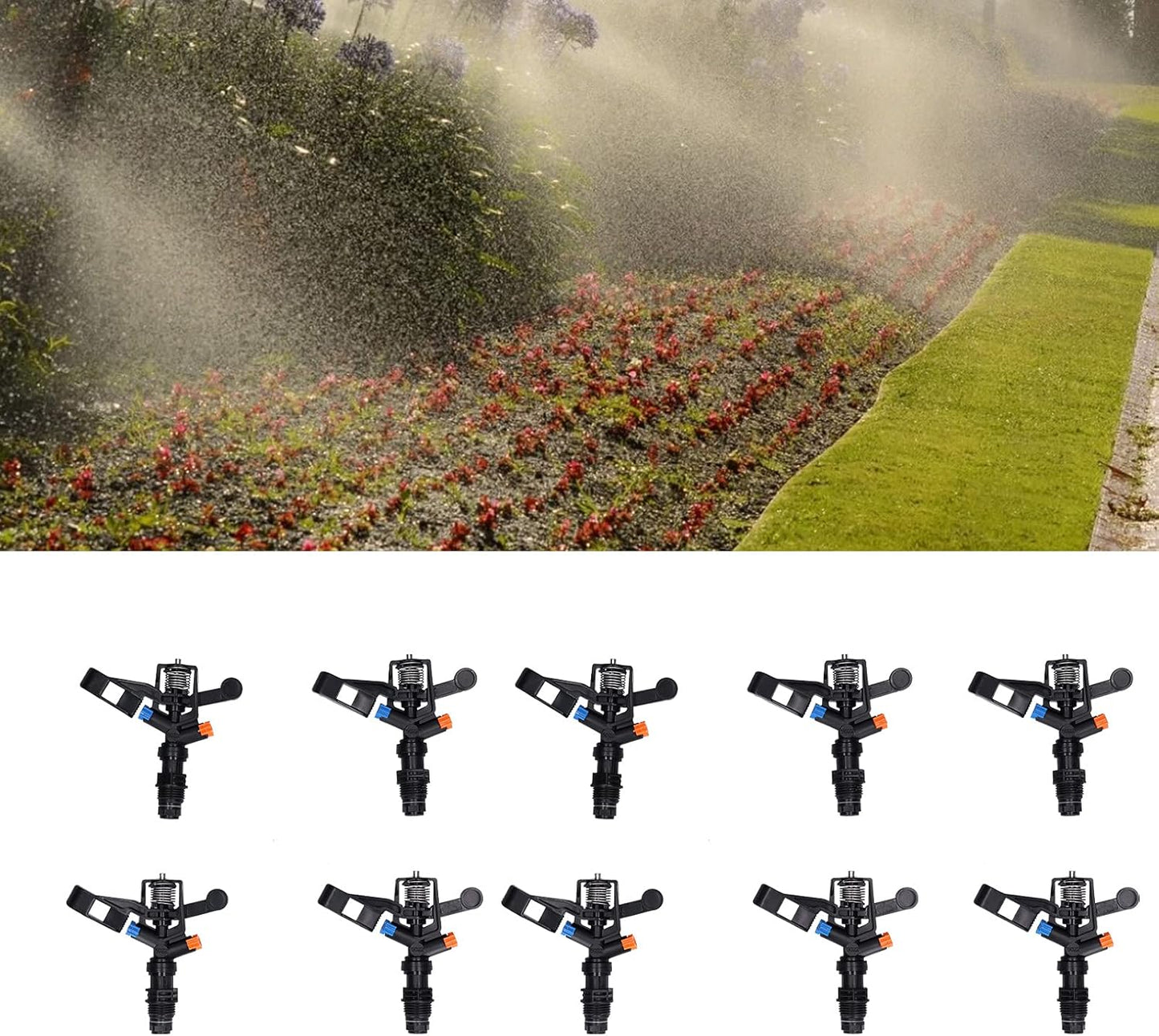 Rocking Arm Sprinklers,10PCS Plastics G 1/2 Male Thread 360° Rotating Sprinklers Watering Sprinkler for Yard Lawn and Grass Irrigation 4.7x4.5in