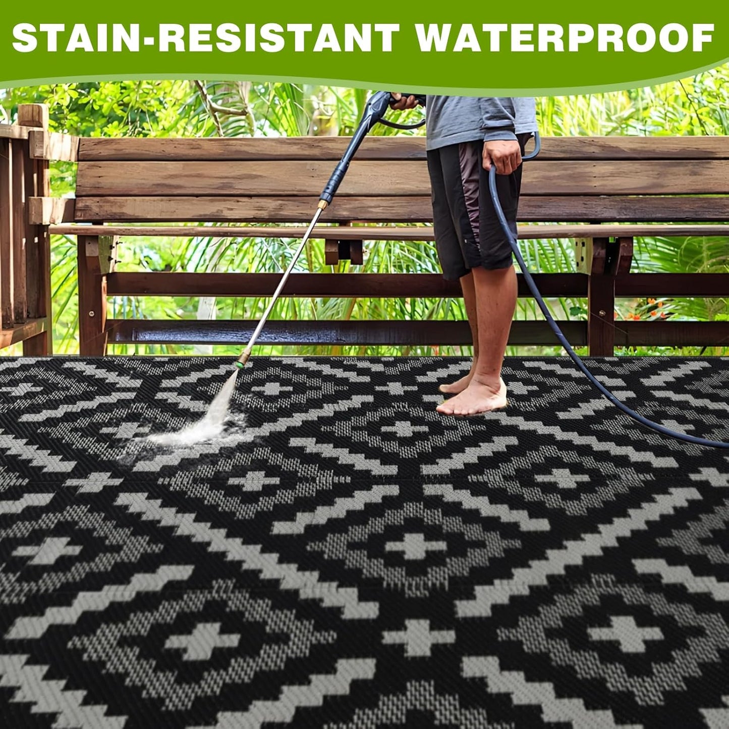 Outdoor Rug 5x8 ft Waterproof, Reversible Outdoor Plastic Straw Rug for Patios Clearance, Outdoor Area Rug Carpet RV Mat for Camping Backyard Deck Porch