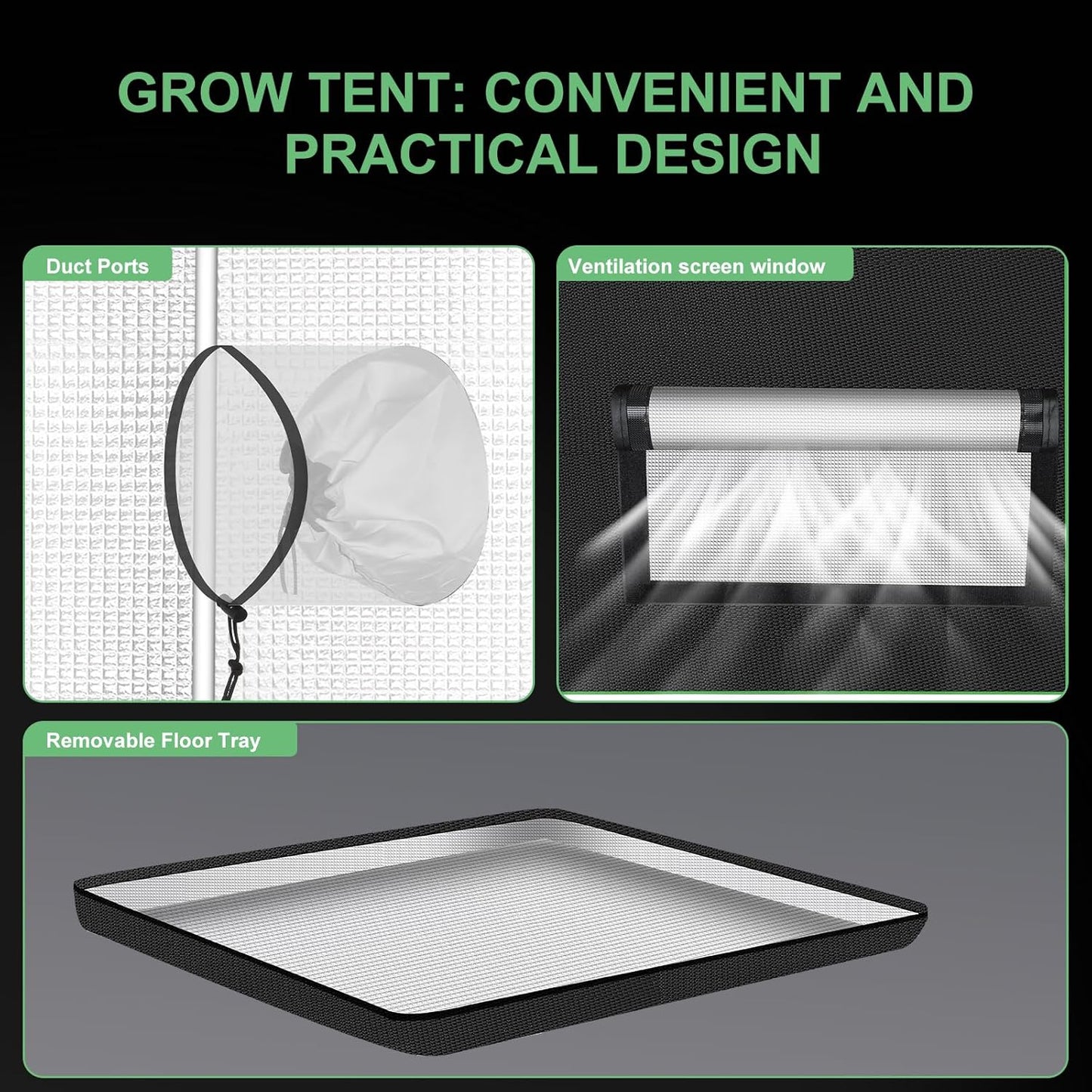 MELONFARM 2x2 Grow Tent, 24"x24"x32" Double Transparent Viewing Door Indoor Grow Tent, Growing Tent with High Reflective Mylar & Floor Tray, Plant Tent for Indoor Hydroponics Growing