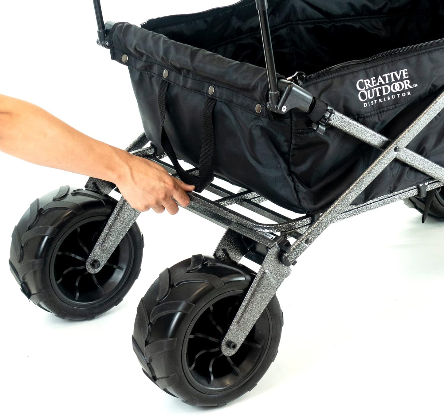 Creative Outdoor Push Pull Stroller Wagon, Beach Hauler XXL Deluxe with Canopy, Collapsible and Portable Heavy Duty Folding Cart, Supports up to 200lbs Weight Capacity, Giant 10" Wheels