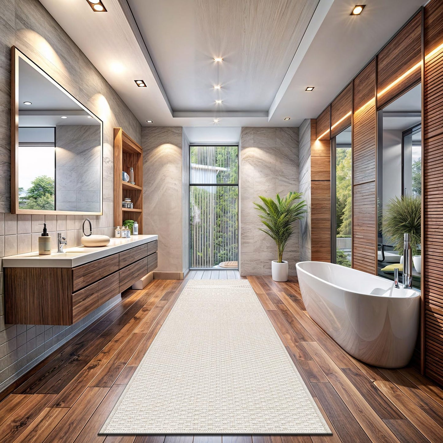 Easy Jute Runner Rug 2x7 Indoor Outdoor Natural Rugs Solid Fiber Rug Woven Area Rug Boho Easy Clean Inside Carpet for Living Room Bedroom Dining Room Hallway or Outdoor Patio Porch (2 X 7 Bone)