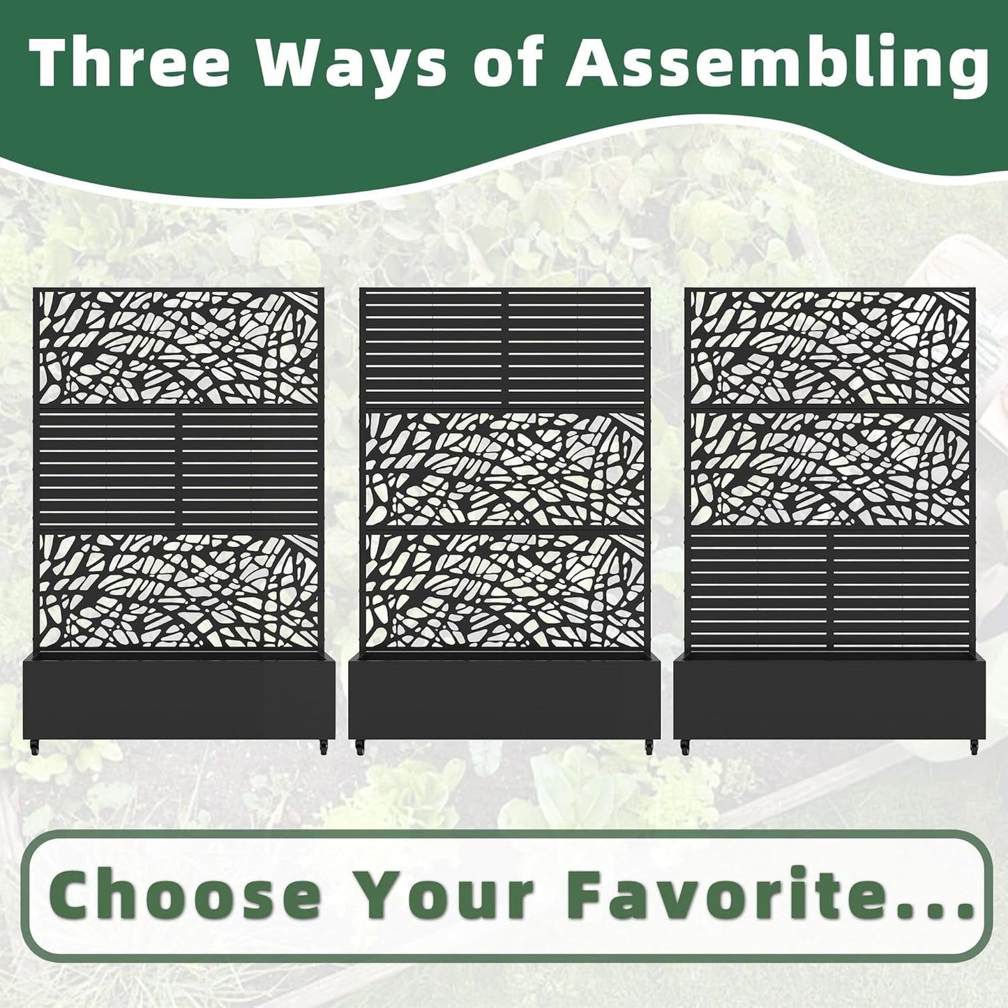 Casaphoria Metal Raised Garden Bed with Trellis and Wheels, 72"x47"x16" Arched Planter Box for Climbing Plants, Vegetables & Vines, Features Drainage Holes and Privacy Screen (Black-Helen&Net)