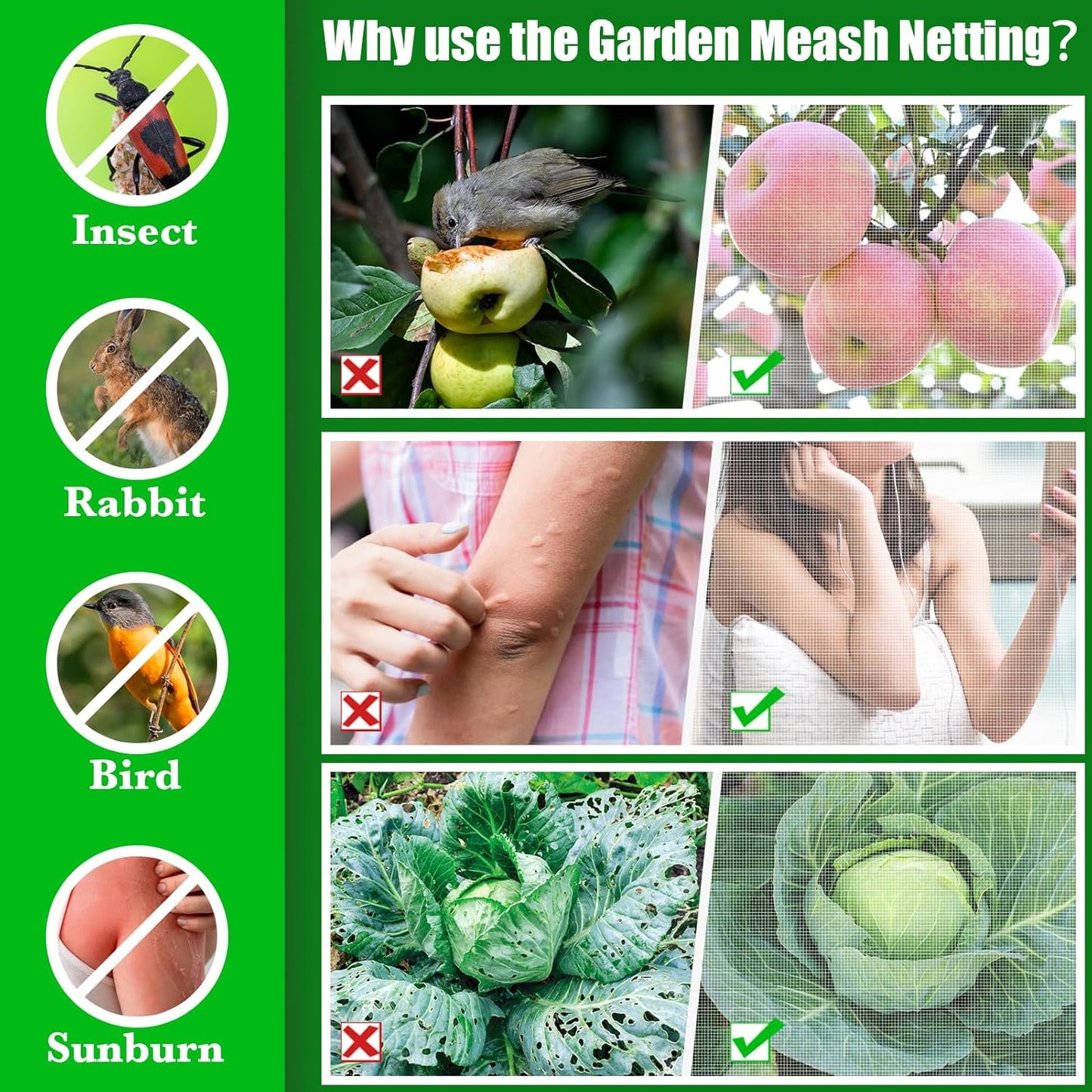 9.8 x 32.8ft Thicker Garden Mesh Netting,Ultra Fine Plant Row Covers,PPT Nano Mosquito Netting Screen Bird Barrier Net for Outdoor Vegetable Plants Fruits Flowers,Patios Balconies,33% Shading Rate