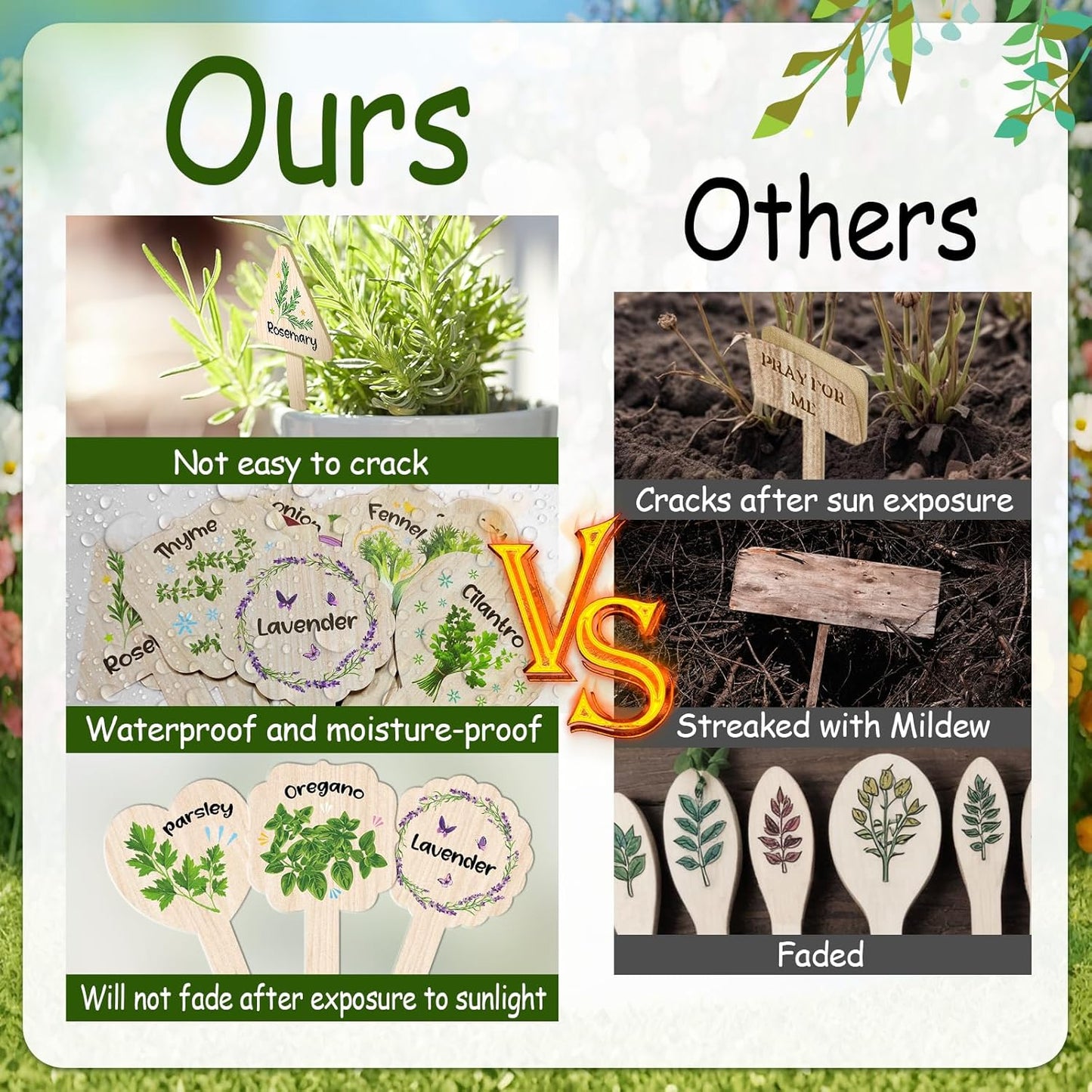 Plant Label Signs- 15PACK Herb Garden Markers, Plant Labels for Outdoor Garden Waterproof, Plant Tags with Names, Indoor Patio Tags for Succulent Flowers Greenery Seedling