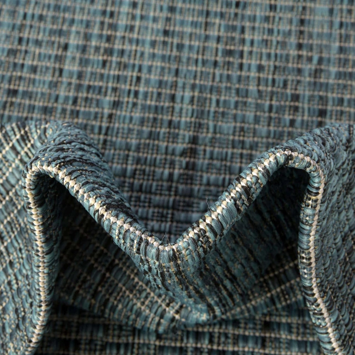 Unique Loom Collection Casual Transitional Solid Heathered Indoor/Outdoor Flatweave Area Rug (13' Round, Teal/Navy Blue)