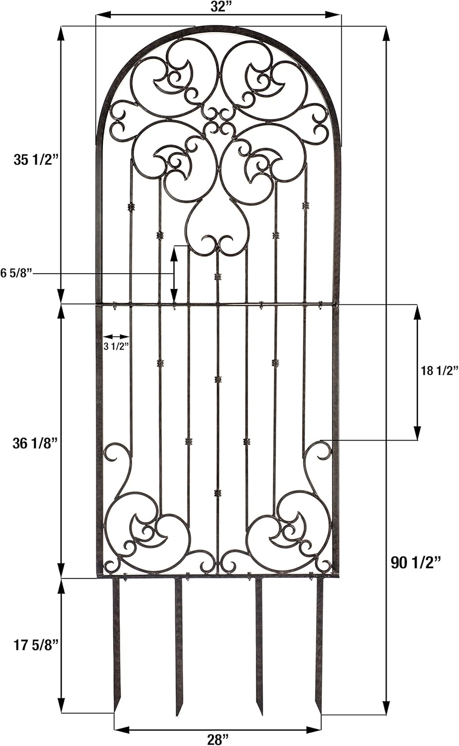 H Potter Garden Trellis for Climbing Plants Metal Wrought Iron Outdoor Wall Panel for Vines Flowers