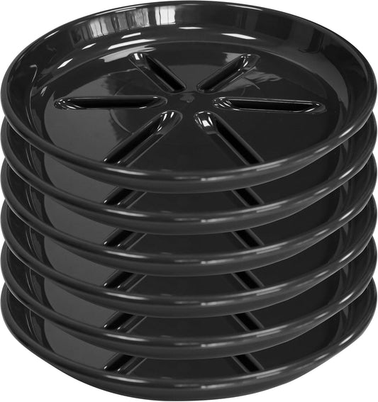 6 Pack of Plant Saucer 8 inch, Plastic Trays for Plants, Plant Drip Trays for Indoors Outdoor, Plant Water Tray for Planters, Black