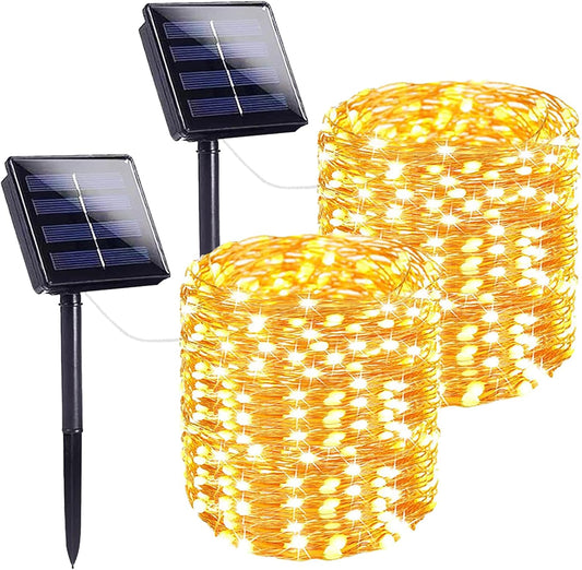 Extra-Long 144FT Solar String Lights for Outside, 2 Pack 400LED Solar Fairy Lights Outdoor, Waterproof Copper Wire with 8 Modes Twinkle Lights for Tree Garden Party Xmas Wedding Decor (Warm White)