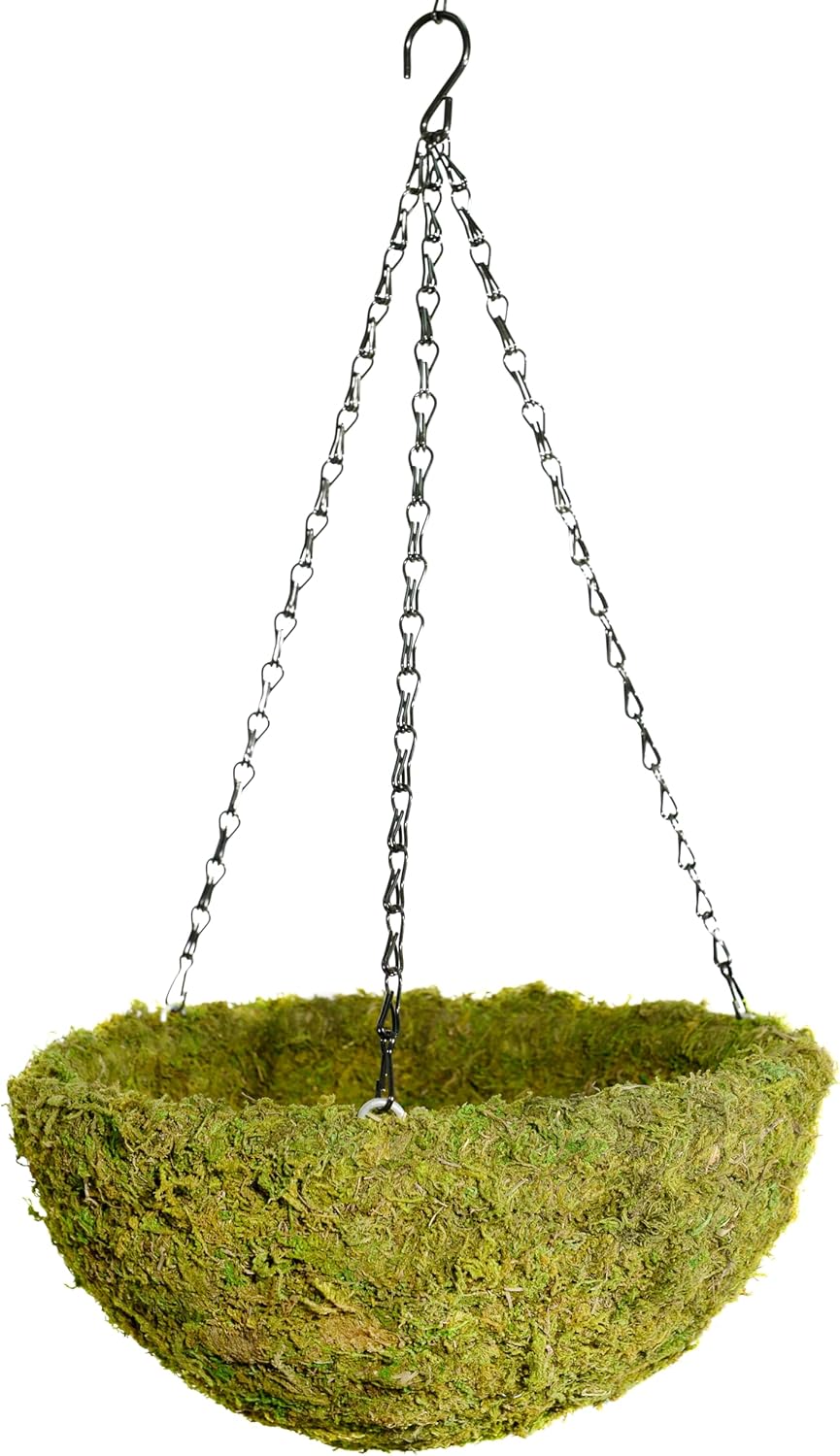 SuperMoss (29201) MossWeave Hanging Basket - Round, Fresh Green, Medium (14.5 Diameter)"