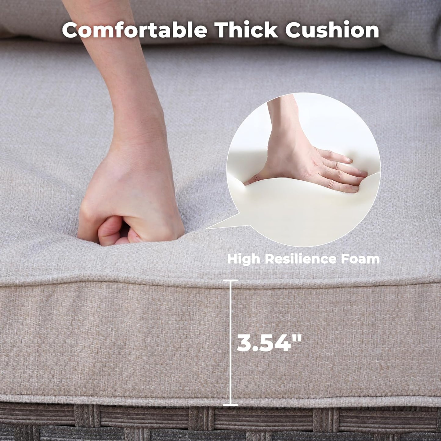 ovios 16 Pieces Patio Furniture Set, Outdoor Wicker Sectional Sofa with 54" Fire Pit Table Swivel Chairs, Modern Modular Deep Seat Rattan Couch Conversation Sets, Beige