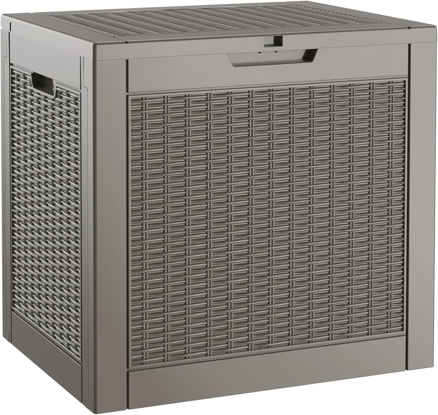 KAMABOKO 31 Gallon Outdoor Storage Box, Resin Deck Boxes Indoor and outdoor, Waterproof Storage Box Lockable Lid for Garden Tools, Package Delivery, Pool Supplies, Patio Cushions, Grey