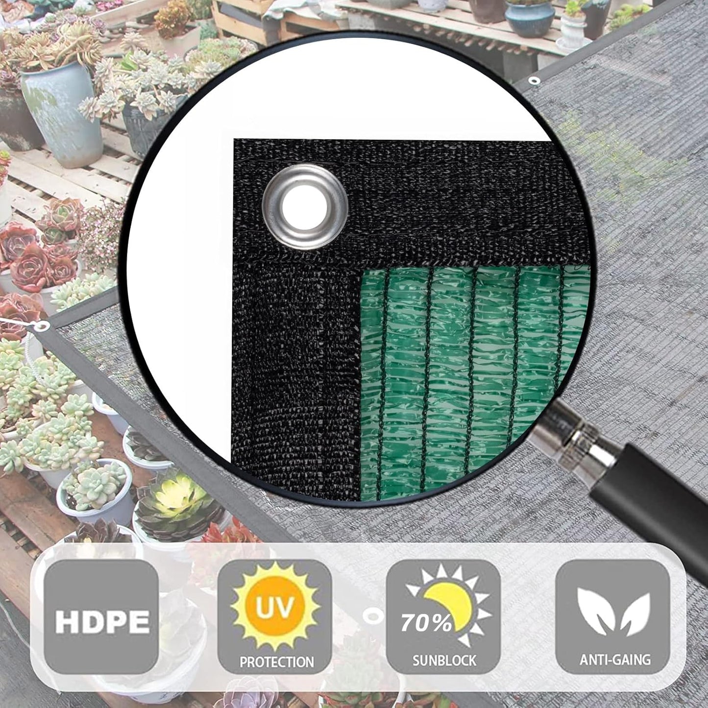 LOVE STORY 8x10FT 70% Green Shade Cloth Sun Shade Net with Grommets Sunblock Net Mesh Tarp for Garden,Plants Cover,Greenhouse and Patio