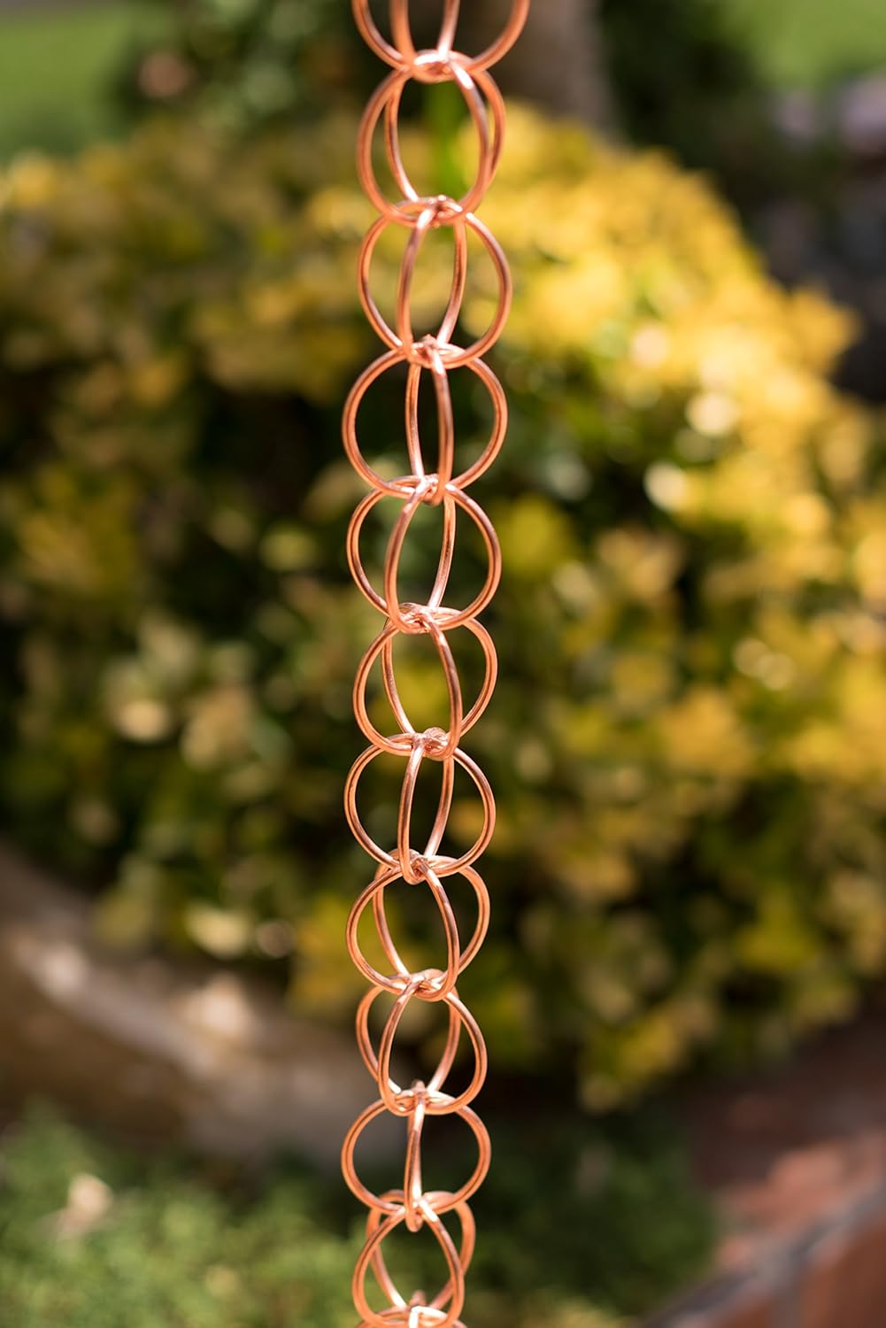 Monarch Rain Chains Pure Copper Ring Rain Chain, 8.5 ft Decorative Rain Catcher Chain for Gutters, Rain Chains for Outside, Rain Gutter Replacement Downspout