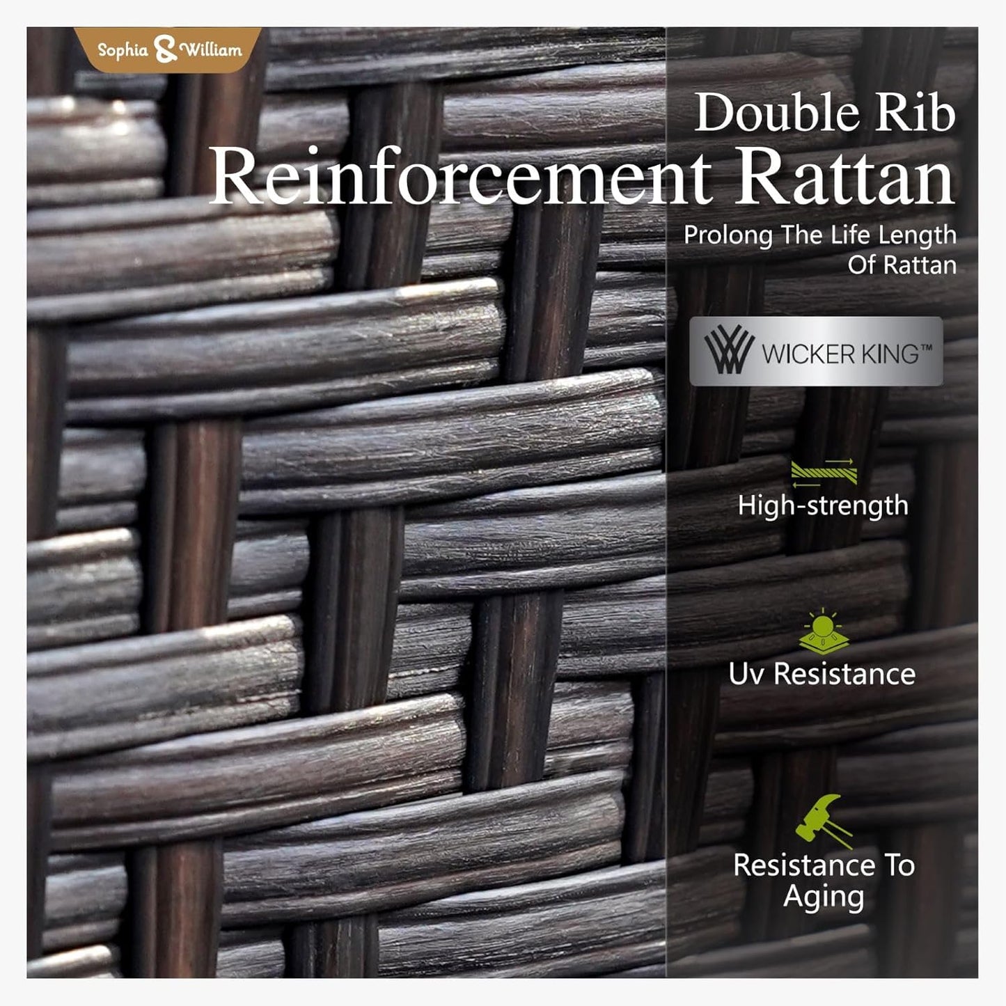 Sophia & William 6 Piece Patio Furniture Set, Half-Moon Curved Outdoor Sofa, Wicker Rattan Outdoor Conversation Sets,Beige