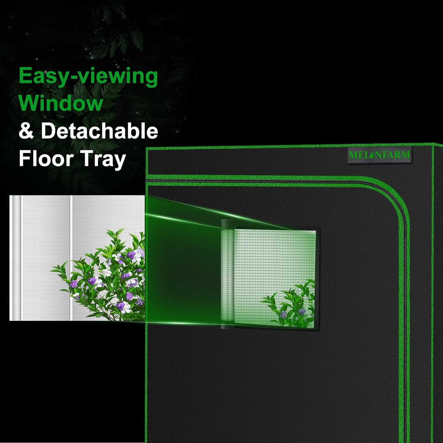 MELONFARM Small Grow Tent for Aerogarden，30”x18”x36” ，Hydroponics Growing System ，Highly Reflective 600D Diamond Mylar Canvas with Ventilation window and Floor Tray for Hydroponic Indoor Plant Growing