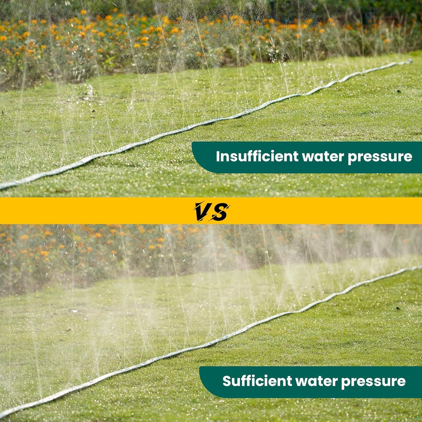 Sprinkler Soaker Hose 25ft 2Pack for Garden Lawn, Watering Pipe with Holes, High-Efficiency Water-Saving Garden Irrigation System, Drip Hose Sprinkler