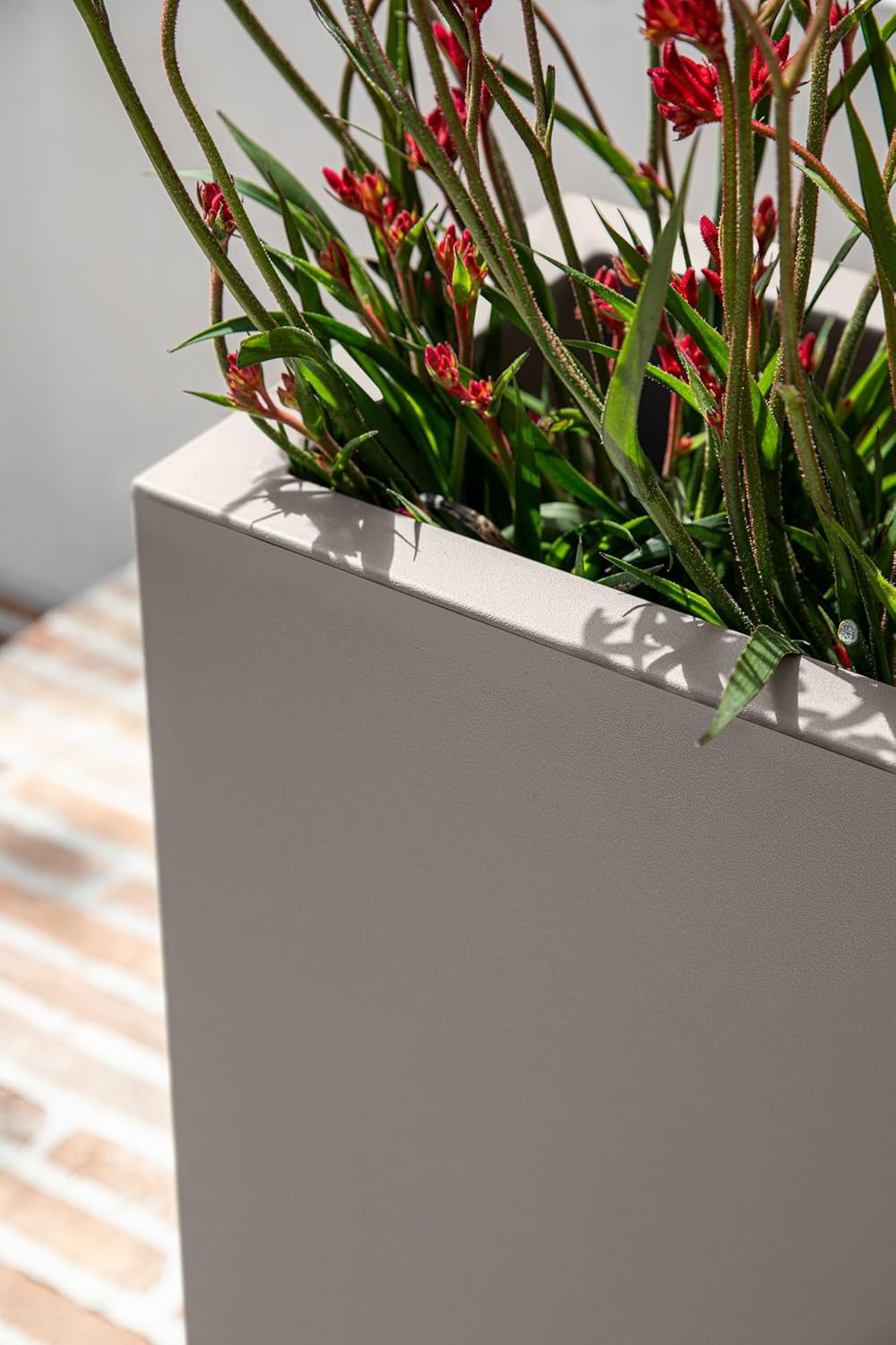 Veradek Block Series Span Plastic Planter - Tall Rectangular Planter for Indoor or Outdoor Patio/Porch, Gray, 24.25 in Height, 12 in Width, 30 in Length