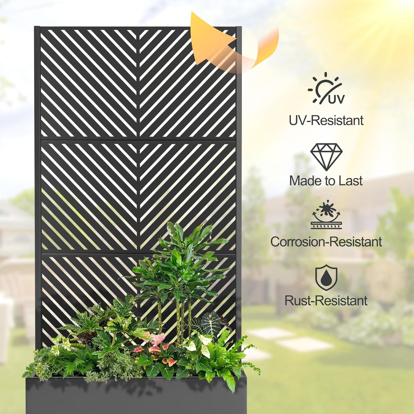 Raised Garden Bed with Trellis and Wheels,73"x35"x16" Metal Raised Garden Bed,Black Parallel Metal Planter with Climbing Trellis for Vines & Vegetables