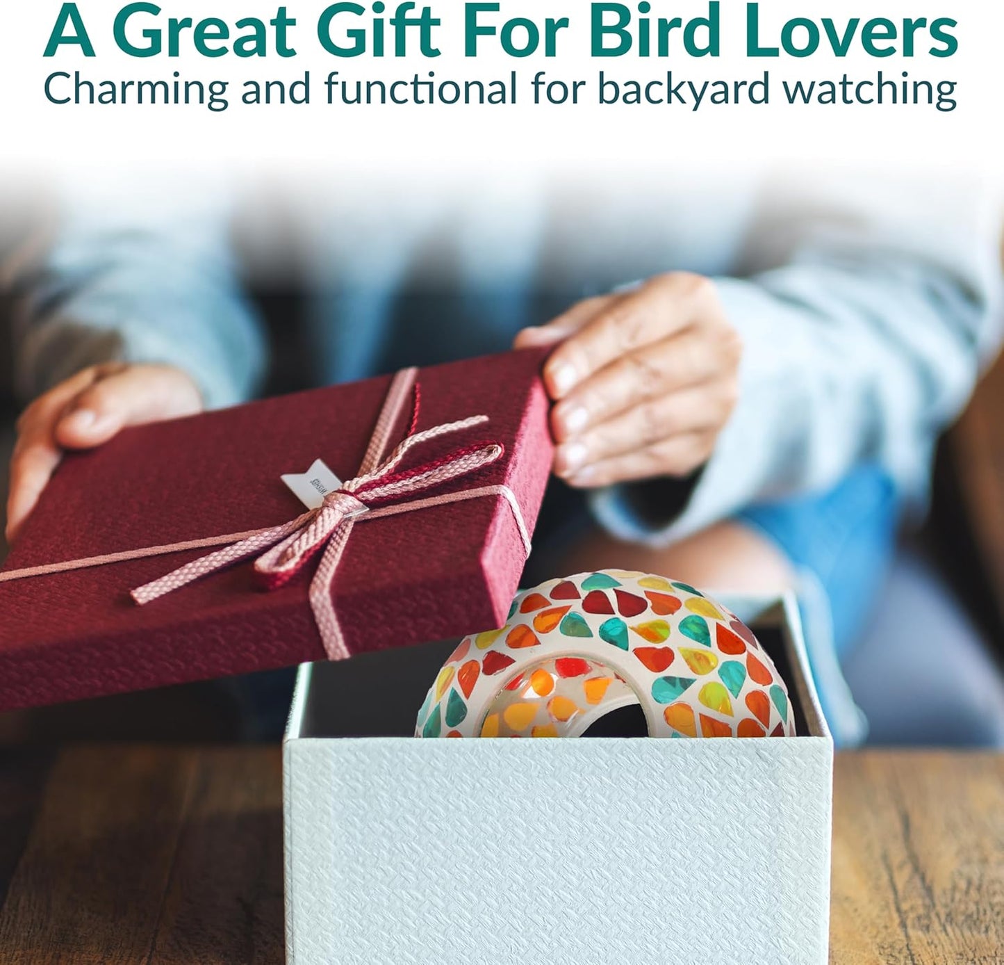 Sunnydaze 6-Inch Glass Mosaic Hanging Bird Feeder for Outdoors - Fly-Through Wild Bird Feeder - Confetti Mosaic