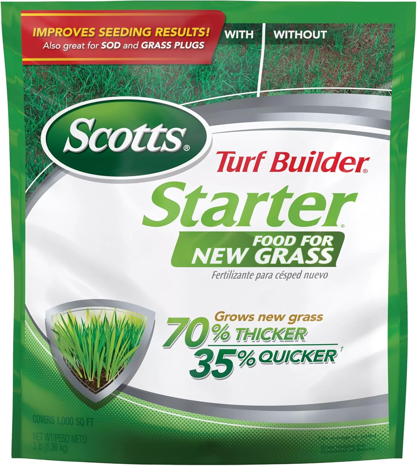Scotts Turf Builder Starter Fertilizer for New Grass, Use When Planting Seed, 1,000 sq. ft., 3 lbs.