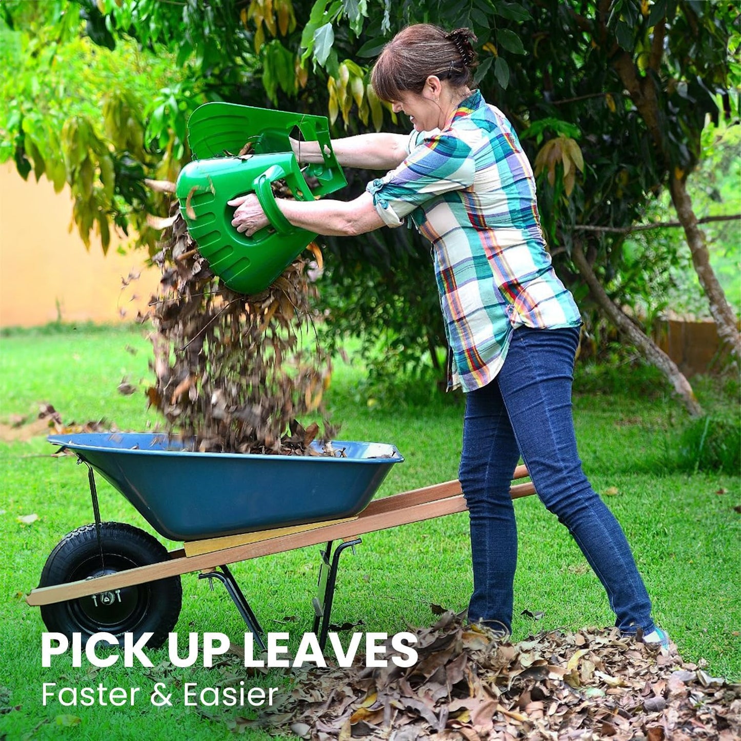GARDEASE Leaf Scoops: Ergonomic, Large Hand Held Rakes for Fast Leaf & Lawn Grass Removal (1 Pair)