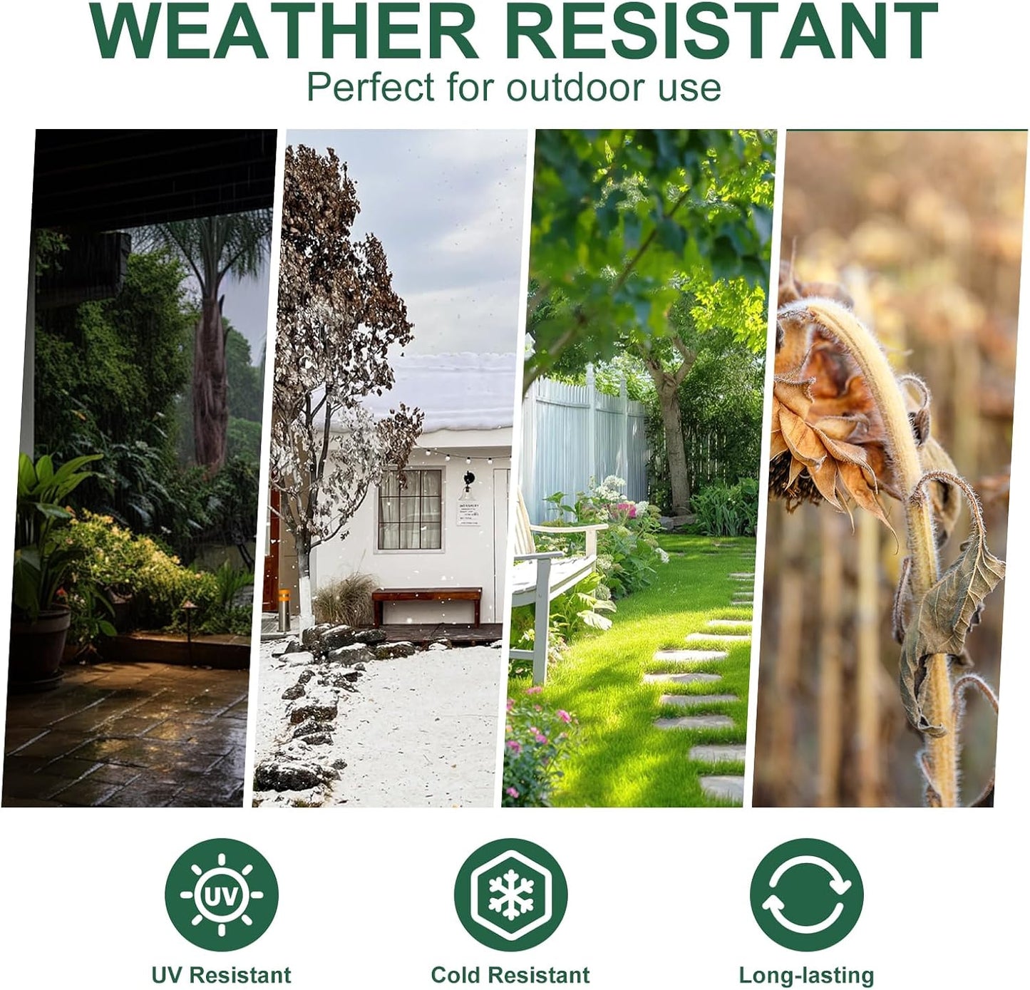 Green Zip Ties Assorted Sizes (4"+6"+8"+12"), 400 Pack, Cable Ties UV Resistant for Garden, Plants, Fence, Holiday Lights, Yakobela