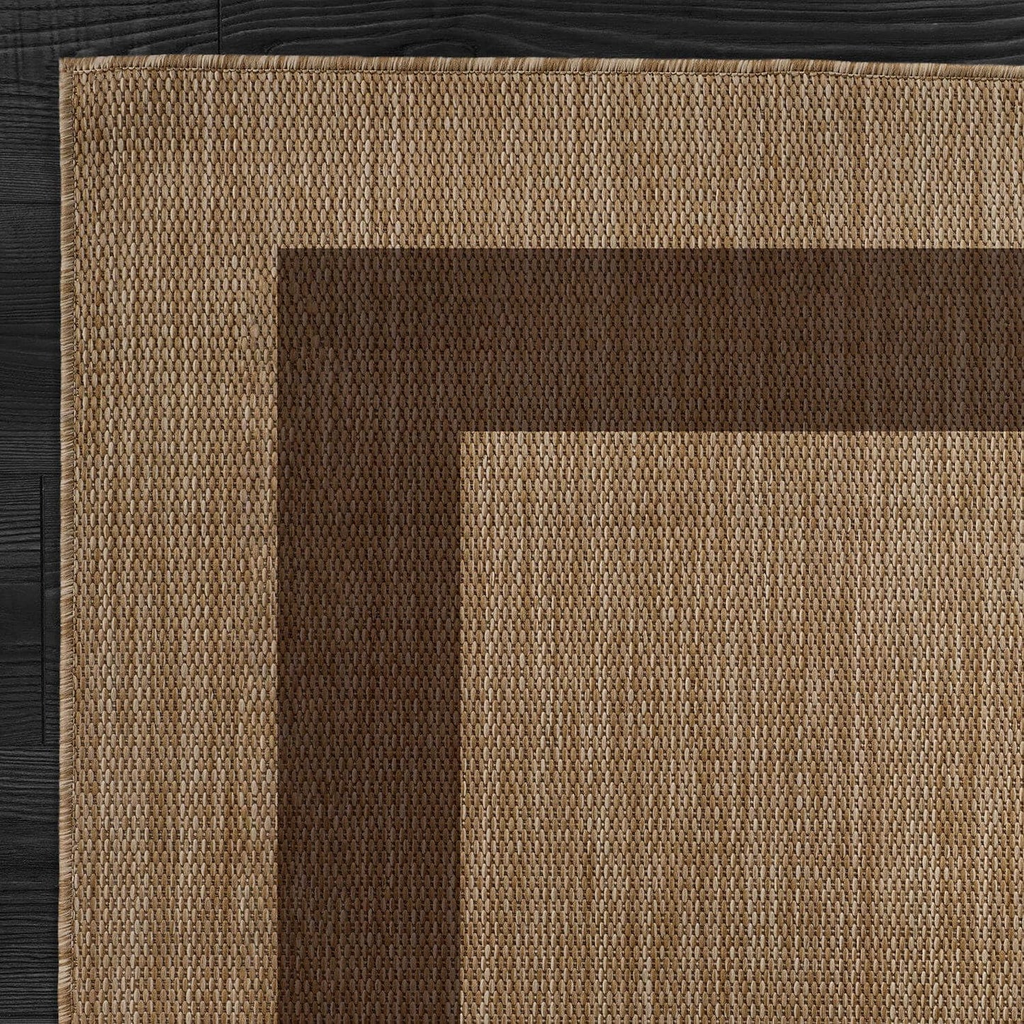 CAMILSON Outdoor Rug 5x7 - Modern Outside Rugs for Patios Porches Waterproof Durable Washable Non-Shedding, Easy-to-Clean Indoor Outdoor Area Carpet (5 x 7, Bordered - Jute)